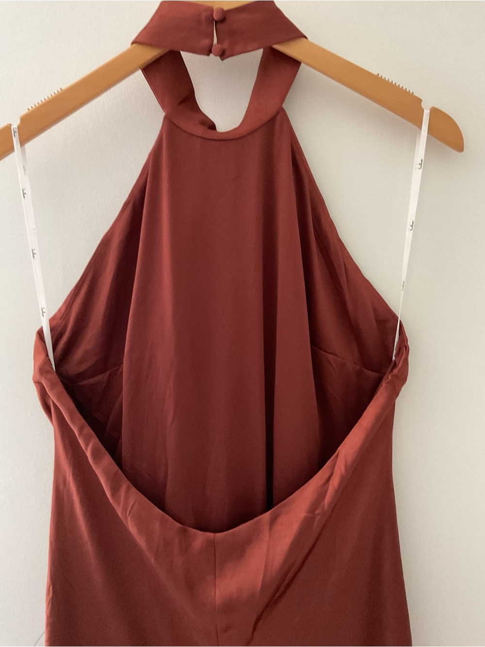 Lulus Love In Your Life Rust Brown Satin Halter Back Slit Backless Maxi Dress - Picture 8 of 13